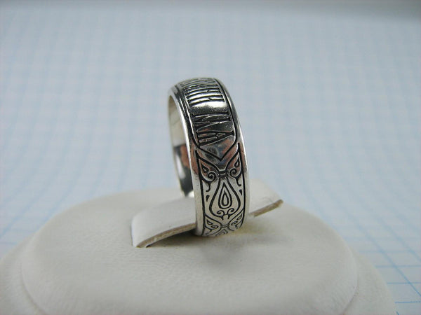 Lovely vintage 925 Sterling Silver band with Russian prayer inscription.