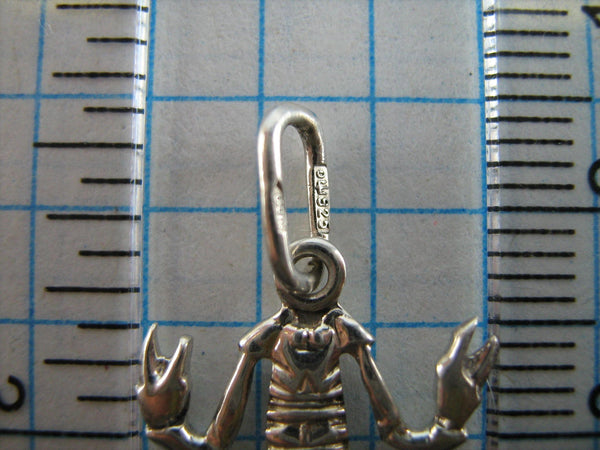 SOLID 925 Sterling Silver Pendant Scorpio Zodiac Scorpion Symbol Sign Lifelike Animal Amulet Birthday Gift Celestial Theme Horoscope Small Little Tiny Miniature Openwork Vintage Jewelry Fine Jewellery PN000486