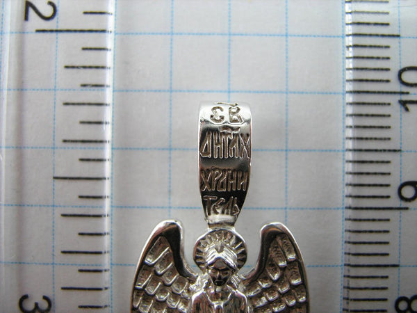 Vintage solid 925 Sterling Silver icon pendant and medal depicting Saint Angel the Guardian holding a cross.