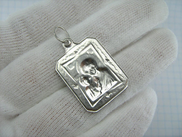 SOLID 925 Sterling Silver Pendant Medal Theotocos Kazan Icon Guardian Protector Patron Vintage Christian Church Faith Jewelry MD001485