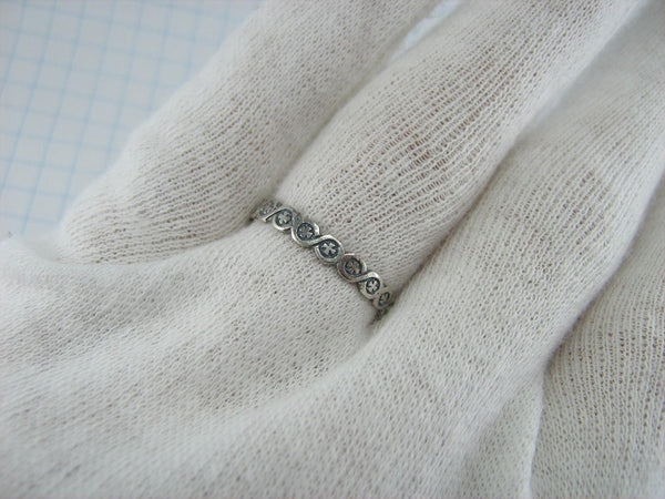 925 Sterling Silver ring with secret hidden Christian prayer inscription to God inside the band on the oxidized background