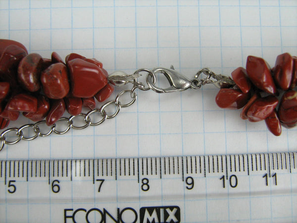 New genuine red jasper necklace with adjustable length in 3 strands.