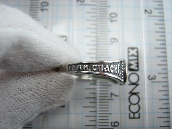 New 925 Sterling Silver band with Christian prayer inscription decorated with cross symbol and Cubic Zirconia stones.