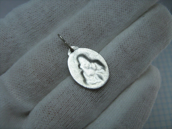 SOLID 925 Sterling Silver Icon Pendant Medal Mother of God Mary Jesus Christ God Lord Guardian Protector Patron Amulet Religious Small Vintage Christian Church Faith Jewelry Fine Jewellery MD000681