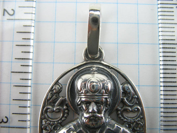 MASSIVE 925 Sterling Silber Icon Anhänger Medaille Sankt Nikolaus der Wundertäter Religiöse Amulett Vintage Christian Church Fine and Faith Jewelry MD001146