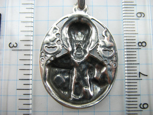 SOLID 925 Sterling Silver Icon Pendant Medal Saint Nicholas the Wonderworker Religious Amulet Vintage Christian Church Fine and Faith Jewelry MD001146