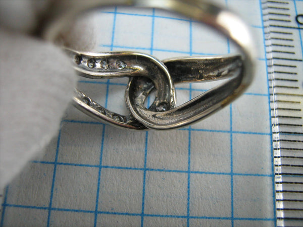 SOLID 925 Sterling Silber Ring Band US Größe 5,5 Eternity Loop Knoten durchbrochene Freundschaft Liebe CZ Vintage Schmuck RI000796