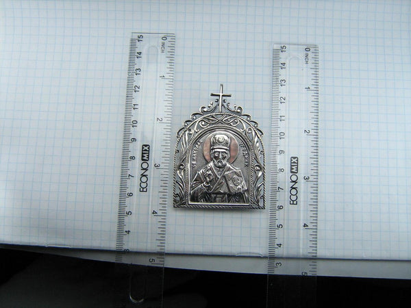 925 Sterling Silver table icon depicting Saint Nicholas God-pleaser. 