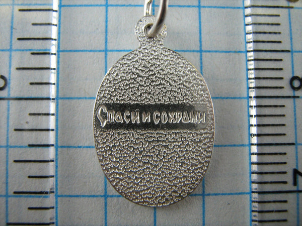 SOLID 925 Sterling Silver Icon Pendant Medal Saint Irina Irene Ira Text Cyrillic Inscription Blessing Prayer Guardian Patroness Amulet Religious Old Believers Cross Small New Never Worn Christian Church Faith Jewelry Fine Jewellery MD000677