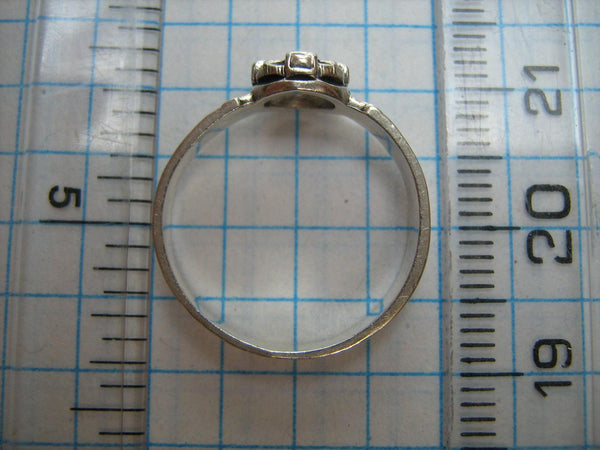 SOLID 925 Sterling Silver Ring Band US size 5.5 Russian Text Cyrillic Inscription Blessing Prayer God Lord Have Mercy Guard Amulet Religious Religion Cross Oxidized Pattern Decoration Vintage Christian Church Faith Jewelry Fine Jewelry RI000546
