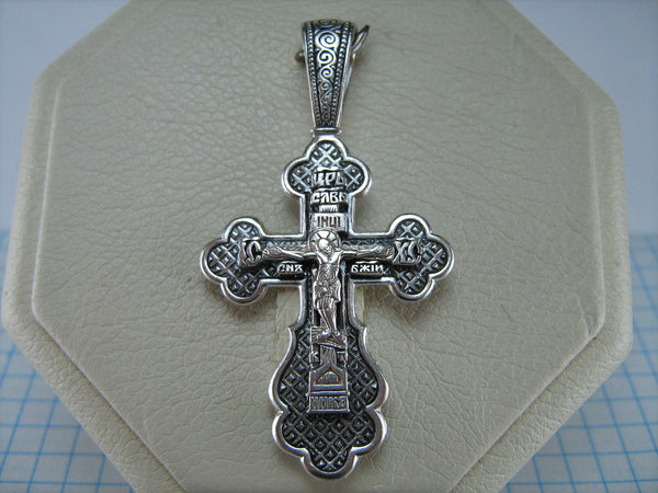 SOLID 925 Sterling Silber Kreuz Anhänger Jesus Christus Kruzifix Oxidiert Christliche Kirche Fine Faith Schmuck CR000458