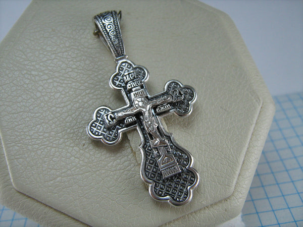 SOLID 925 Sterling Silver Cross Pendant Jesus Christ Crucifix Oxidized Christian Church Fine Faith Jewelry CR000458