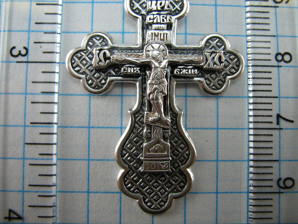 SOLID 925 Sterling Silver Cross Pendant Jesus Christ Crucifix Oxidized Christian Church Fine Faith Jewelry CR000458