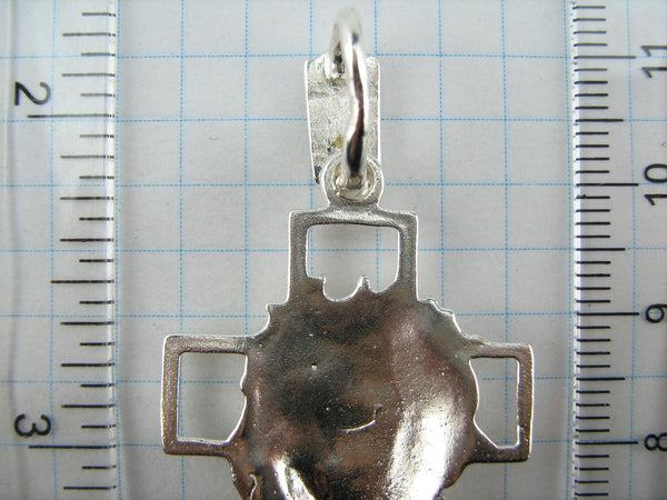 Vintage solid 925 Sterling Silver large Christian openwork cross pendant depicting Jesus Christ image, also called the Vernicle Face or the Head of Savior not made by human hands, in the crown of thorns.