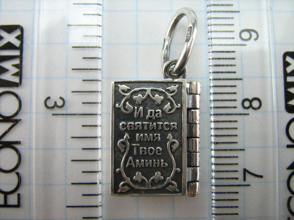 925 Sterling Silver pendant decorated with plant and filigree pattern and driver’s Christian prayer inscription on the Russian language.