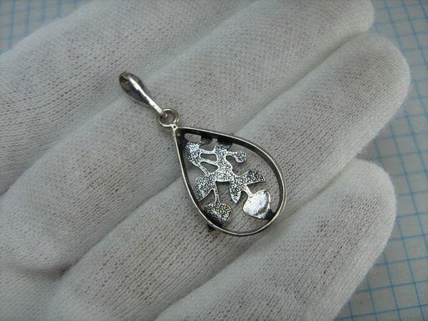 SOLID 925 Sterling Silver Pendant Leaf Leaves Plant Motif Theme Detailed Drop Shaped Old Vintage USSR Soviet Union Tender Delicate Dainty Jewelry Fine Jewellery PN000849