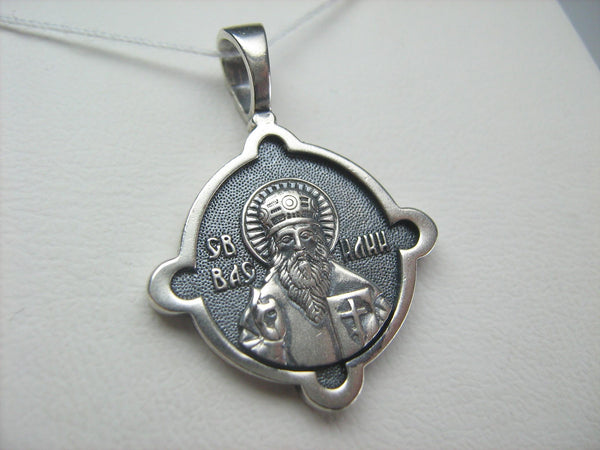 SOLID 925 Sterling Silver Icon Pendant Medal Necklace Saint Basil Vasily the Blessed Guardian Amulet Vintage Christian Church Faith Jewelry MD001050