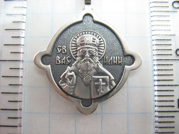 SOLID 925 Sterling Silver Icon Pendant Medal Necklace Saint Basil Vasily the Blessed Guardian Amulet Vintage Christian Church Faith Jewelry MD001050