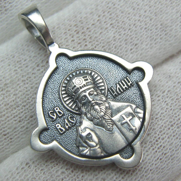 Sólido 925 icono de plata esterlina colgante collar medalla santo albahaca vasily el bendito guardián amuleto vintage cristiano iglesia de la iglesia joyería MD001050