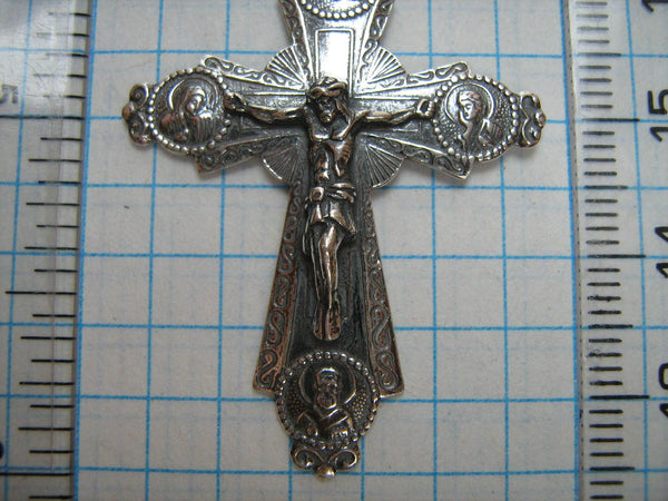 SOLID 925 Sterling Silver Cross Pendant Jesus Christ Crucifix Prayer Text Dome Dove New Christian Church Fine Faith Jewelry CR000313