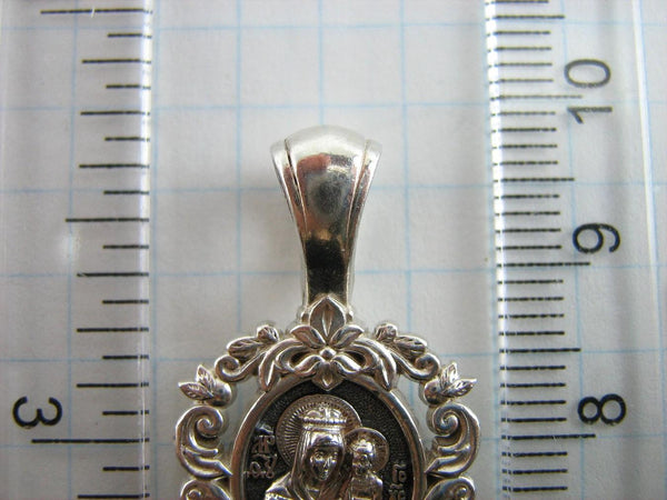 925 Sterling Silver icon pendant and medal depicting Mother of God Mary the Unfading Flower, also called the Unfading Bloom.