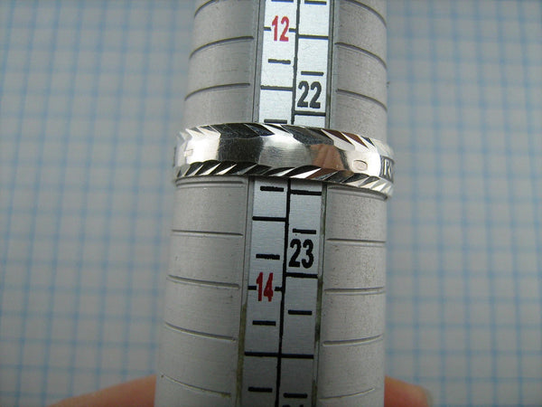 SOLID 925 Sterling Silber Ring Band US Größe 13.0 Gebet Amulett Altgläubige Kreuz Neue Christliche Kirche Feiner Glaubensschmuck RI000722
