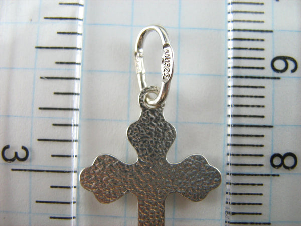 Solid 925 Sterling Silver light and small orthodox cross pendant and with trefoil motif, simple design and pattern.