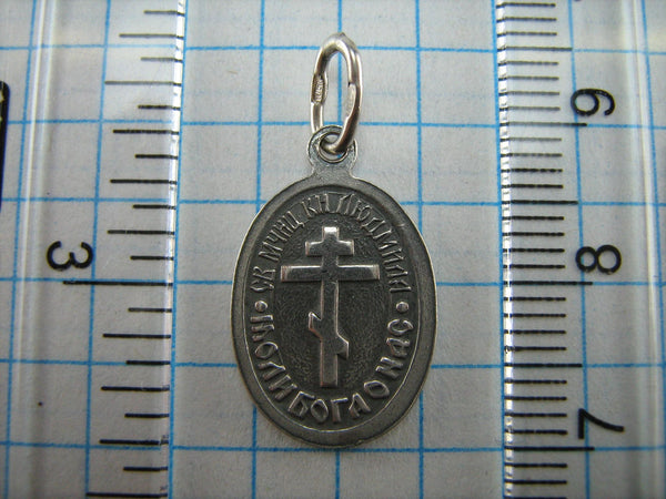 SOLID 925 Sterling Silber Icon Anhänger Medaille Tschechische Heilige Märtyrerin Ludmila Gebet Amulett Oxidiert Vintage Christliche Kirche Feiner Glaube Schmuck MD000749