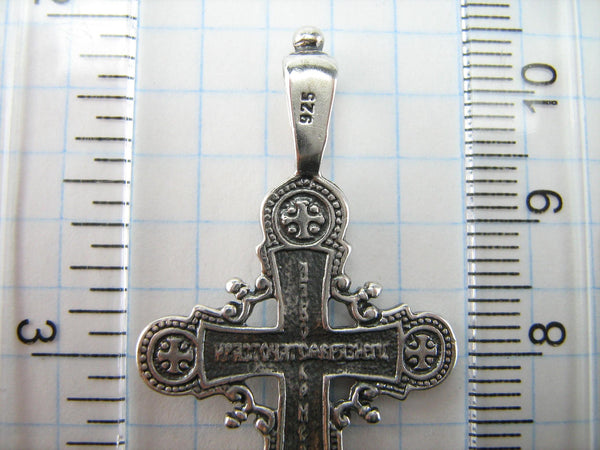 925 Sterling Silver large cross pendant and crucifix with Christian prayer text.