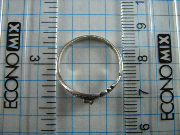 SOLID 925 Sterling Silber Ring Band US Größe 6.0 Inschrift Gebet Amulett Religion oxidiert Vintage christliche Kirche Glaube SchmuckRI000702