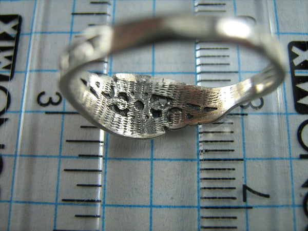 SOLID 925 Sterling Silber Ring Band US Größe 6.0 Inschrift Gebet Amulett Religion oxidiert Vintage christliche Kirche Glaube SchmuckRI000702