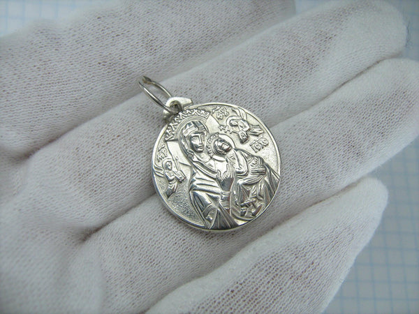 925 Sterling Silver icon pendant and medal depicting Mother of God of the Passion.