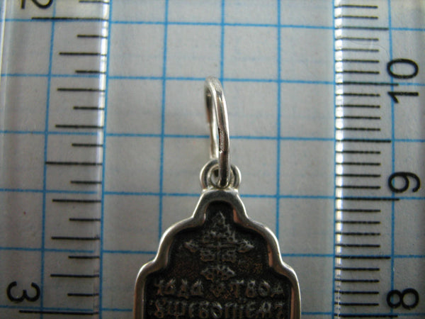 SOLID 925 Sterling Silver Icon Pendant Medal Saint Reverend Sergius Sergey Sergei Serge Sergi Sergio Sergiu Serj Sarkis of Radonezh Radonezhsky Russian Text Inscription Prayer Old Believers Cross New Never Worn Christian Church Faith Jewelry Fine MD000805