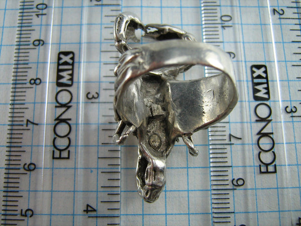 SOLID 925 Sterling Silber Ring Band US Größe 8,75 große schwere Skorpion Skorpion Tierkreis Amulett Vintage handgefertigten Schmuck RI000716