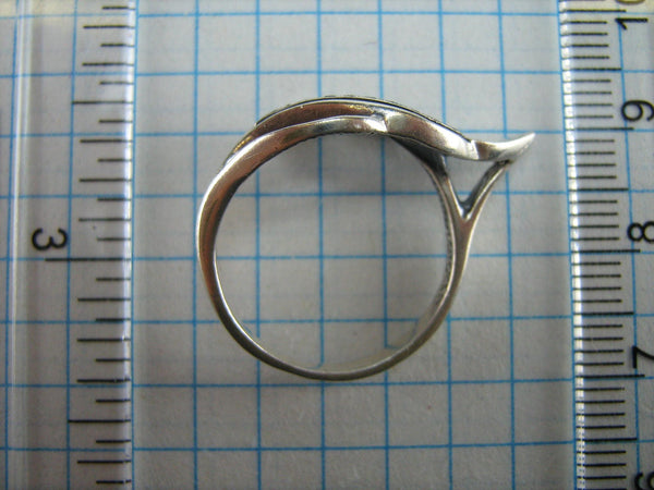 SOLID 925 Sterling Silber Ring Band US Größe 7,25 Blätter Openwork riesige Pflanze Motiv weiß klar farblos Runde CZ Vintage Schmuck RI000835