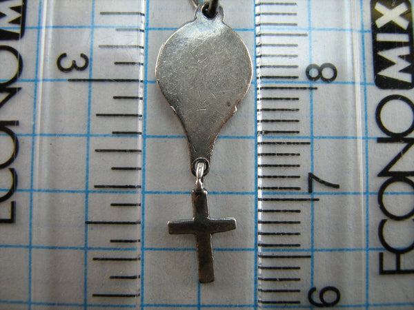 SOLID 925 Sterling Silver Icon Pendant Medal Mother of God Blessed Virgin Mary Amulet Cross Oxidized Vintage Christian Church Faith Jewelry MD000802