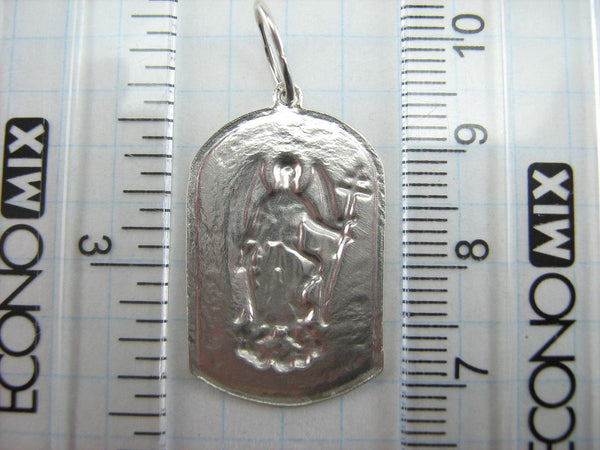 925 Sterling Silver icon pendant and medal with Russian inscription showing Saint Angel the Guardian.