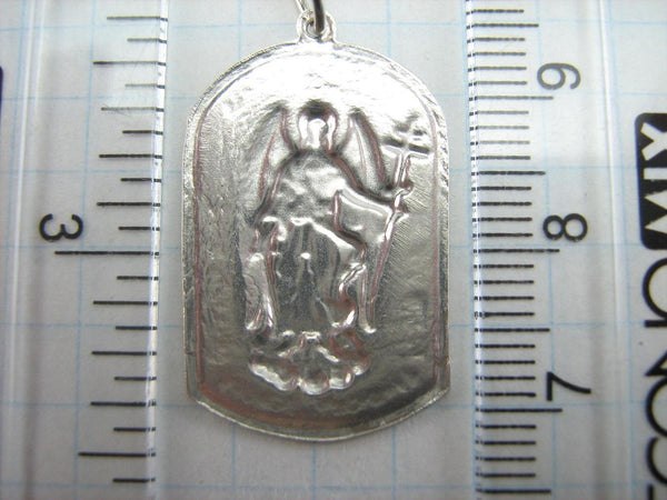 925 Sterling Silver icon pendant and medal with Russian inscription showing Saint Angel the Guardian.