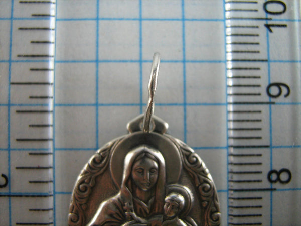 SOLID 925 Sterling Silver Pendant Medal Icon Kozelshchanskaya Mother Mary Jesus Christ Amulet Filigree Oxidized Vintage Christian Church Fine Faith Jewelry MD000764