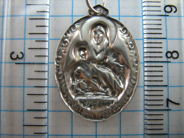 SOLID 925 Sterling Silver Pendant Medal Icon Kozelshchanskaya Mother Mary Jesus Christ Amulet Filigree Oxidized Vintage Christian Church Fine Faith Jewelry MD000764