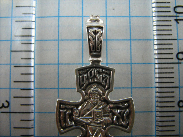SOLID 925 Sterling Silber Kreuz Anhänger Jesus Christus Allmächtiger Pantokrator Gebetsinschrift Amulett Neue Christliche Kirche Glaube Feiner Schmuck CR000453A