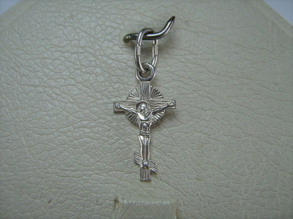 SOLID 925 Sterling Silber Kreuz Anhänger Jesus Christus Kruzifix Text Gebet Amulett Altgläubige Vintage Christliche Kirche Glaube Schmuck CR000470