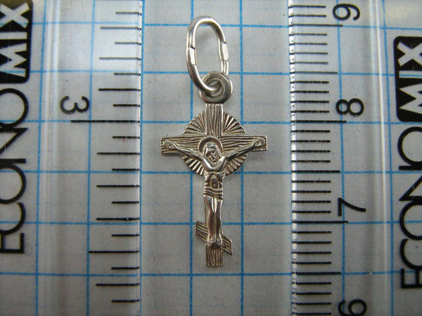SOLID 925 Sterling Silber Kreuz Anhänger Jesus Christus Kruzifix Text Gebet Amulett Altgläubige Vintage Christliche Kirche Glaube Schmuck CR000470