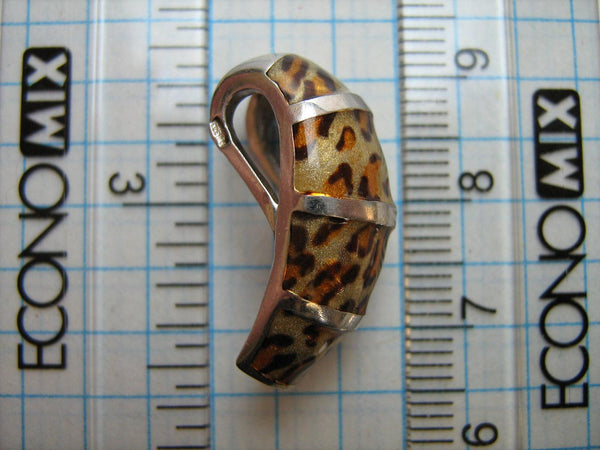 SOLID 925 Sterling Silber Halskette Anhänger Schlangenkette 55 cm 21.65" Emaille Inlay Leopard Spotted Pattern Vintage Schmuck Fine PN000341
