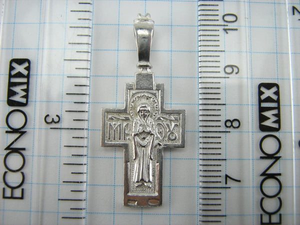 925 Sterling Silver cross pendant depicting Jesus Christ Pantocrator and Mother of God Mary.
