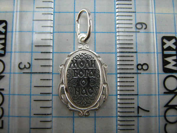 New and never worn solid 925 Sterling Silver oxidized icon pendant and medal with Christian prayer inscription to Saint Constantine the Great, also called Constantinus and Roman Emperor.