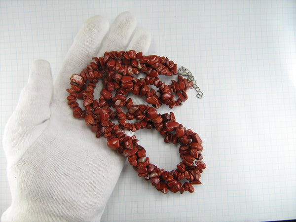 New genuine red jasper necklace with adjustable length in 3 strands.