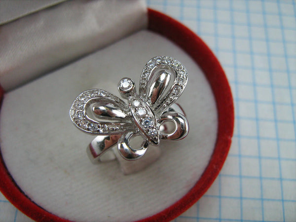 Brand new 925 Sterling silver ring which shows a large butterfly openwork and with round clear Cubic Zirconia stones 