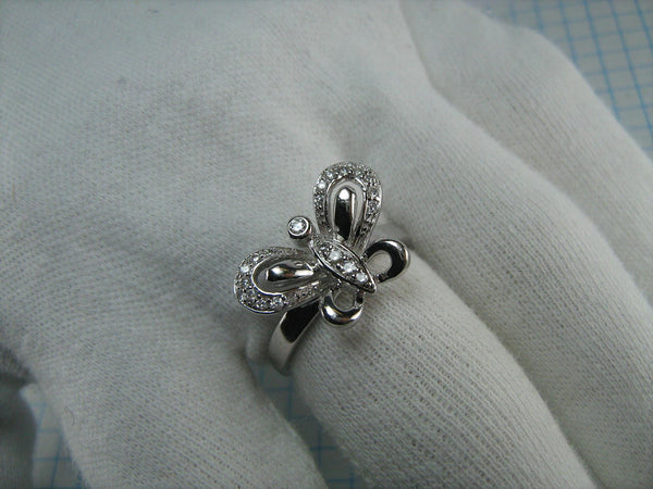925 Sterling silver ring which depicts butterfly insect openwork and with round clear Cubic Zirconia stones brand new