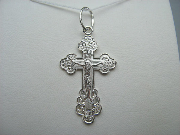 New solid 925 Sterling Silver old believers cross pendant and crucifix with Christian prayer inscription.